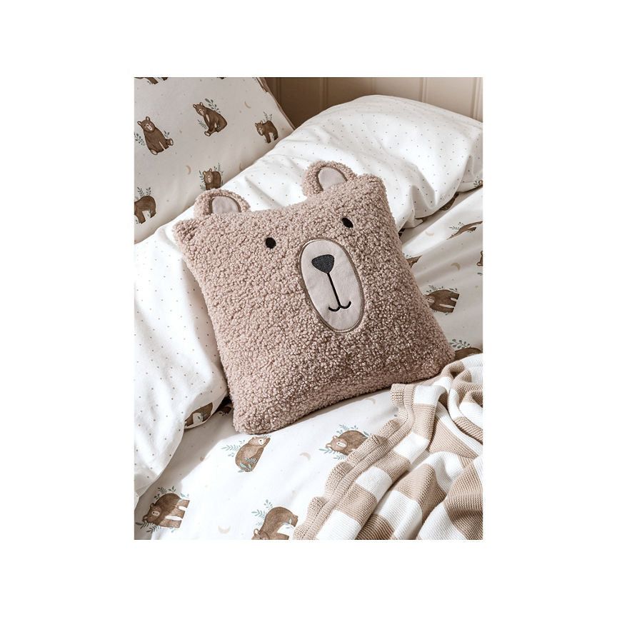 At Home with Stacey Solomon Natural Brown Bear Square 3D Cushion - McGrocer