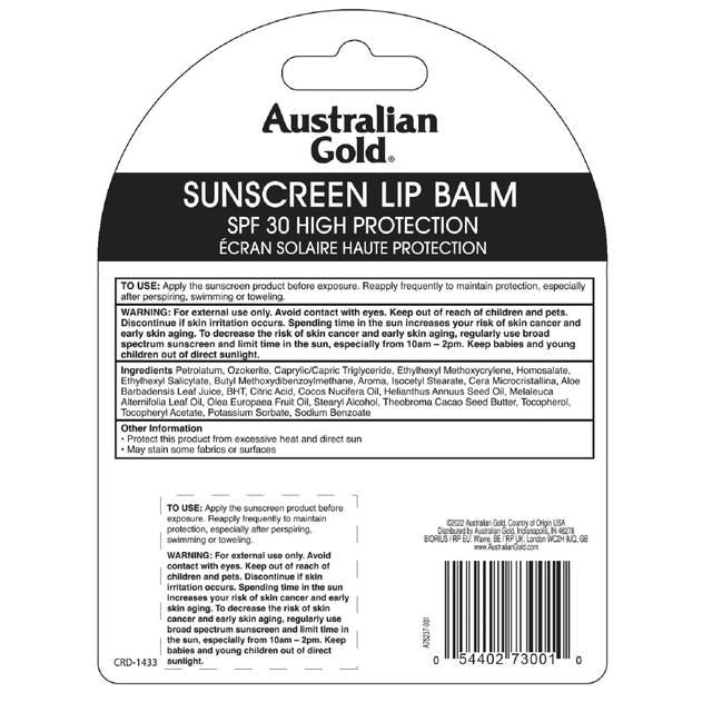 Australian Gold SPF 30 Sunscreen Lip Balm Coconut 4g - McGrocer