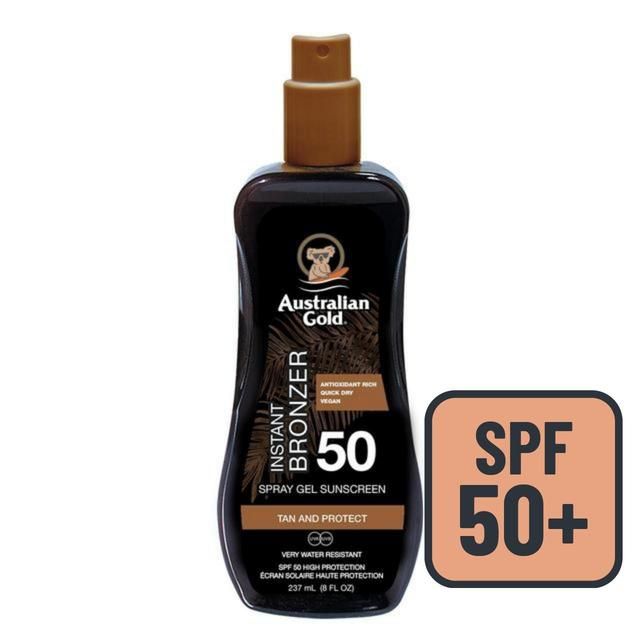 Australian Gold SPF 50 Sunscreen Spray with Instant Bronzer 237ml - McGrocer