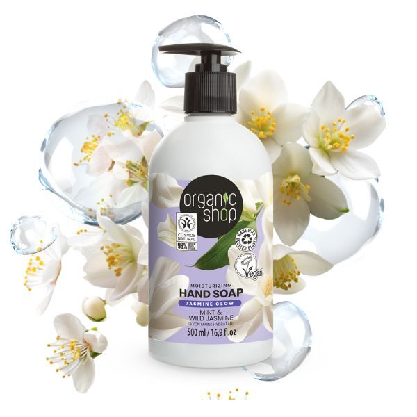 Organic Shop Hand Soap Mint & Jasmine 500ml, imported from the UK