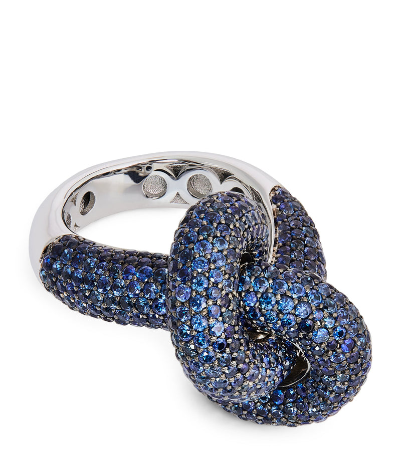 Engelbert White Gold and Sapphire Ring Size 53 - British product