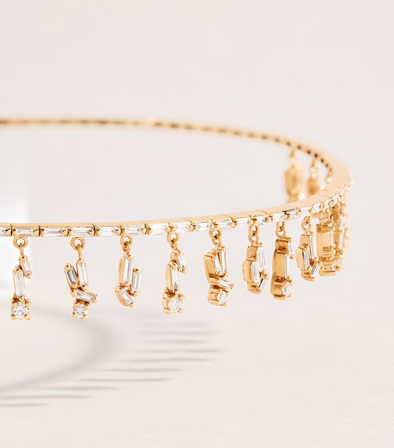 Suzanne Kalan rose gold and diamond choker, imported from the UK