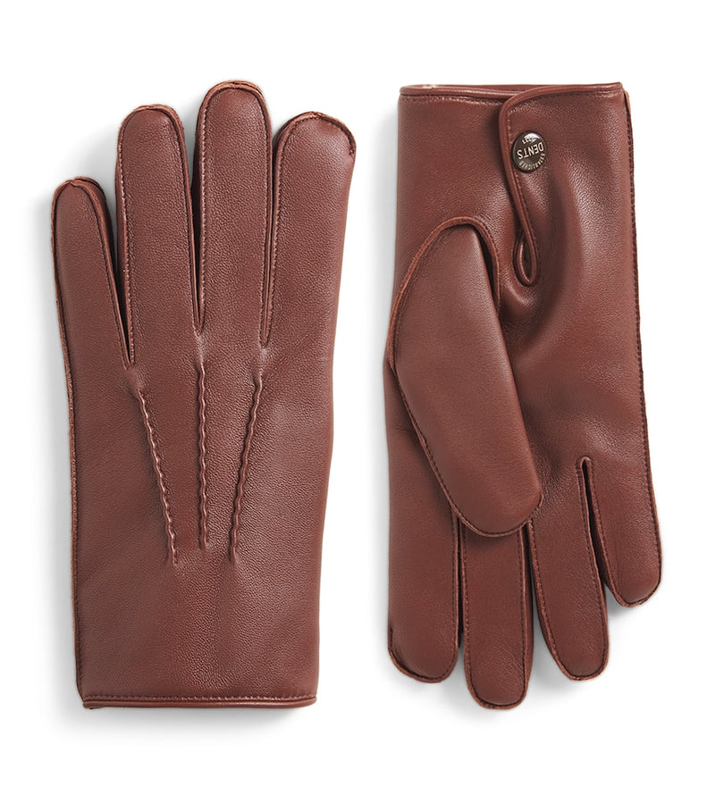 DENTS Lumley leather fur-lined gloves - British product