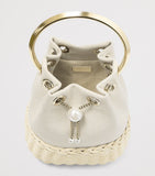 Jimmy Choo Bon Bon canvas and raffia top-handle bag, UK version
