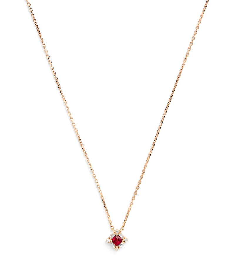 Suzanne Kalan rose gold ruby diamond mini princess pendant necklace (British brand)