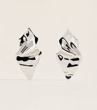 Alexis Bittar small crumpled earrings in rhodium plated brass, imported from the UK