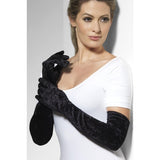 Fever velveteen gloves black long - British product
