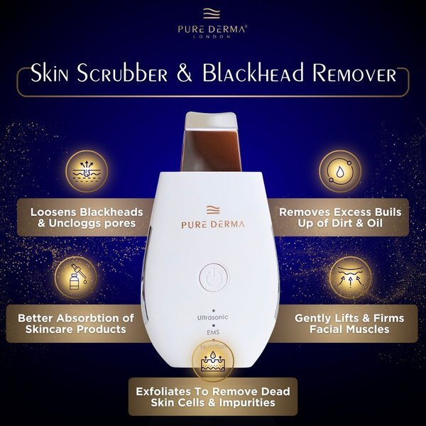 Pure Derma London 3-in-1 Ultrasonic Skin Scrubber imported from the UK
