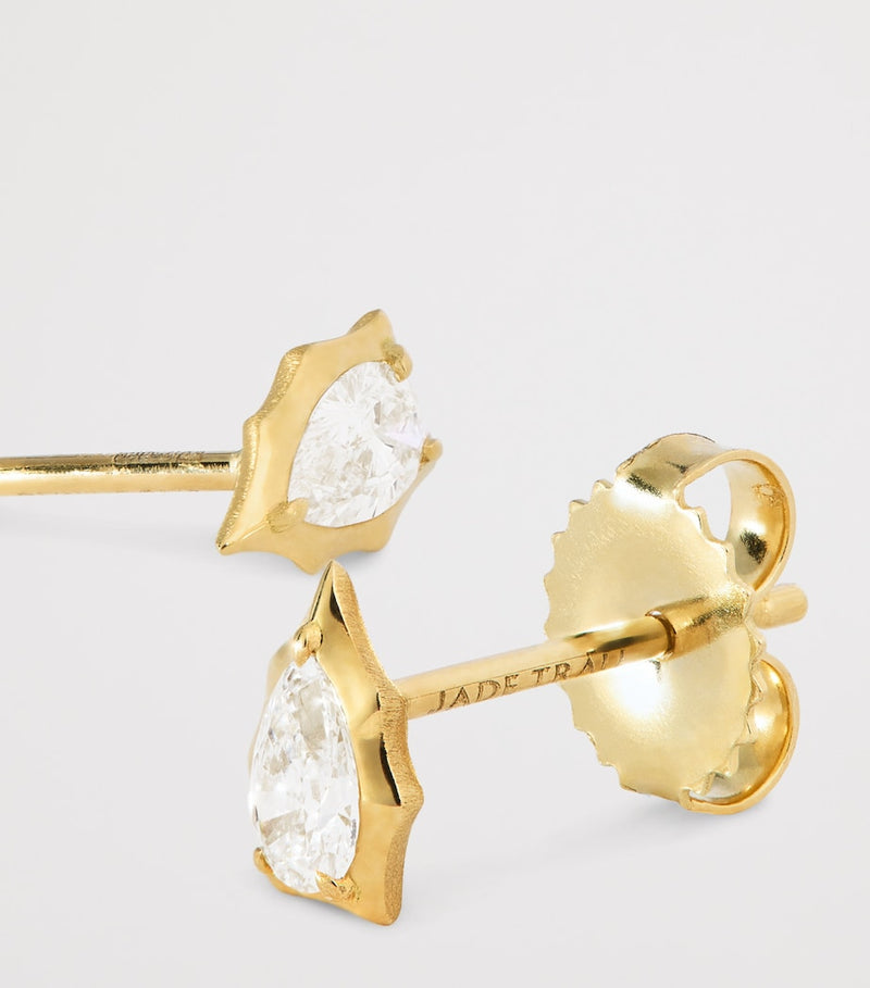 Jade Trau Envoy yellow gold diamond stud earrings, UK version