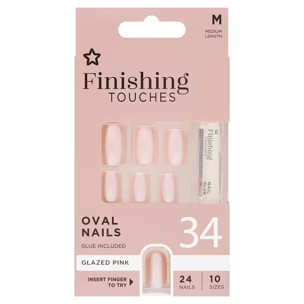 Superdrug oval nail kit glazed pink 24 nails (British brand)