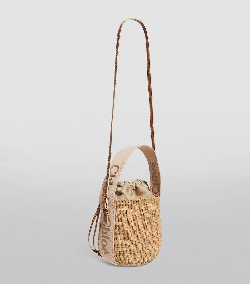 Chloé Small Woody basket bag in paper fibre and leather - UK version
