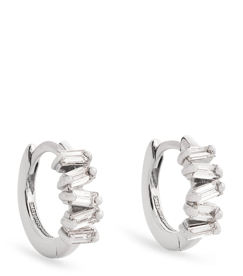 Suzanne Kalan white gold huggie earrings with diamonds 4mm, UK version