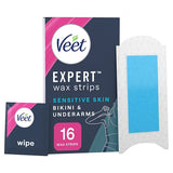Superdrug Veet Expert Wax Strips Bikini Underarm Sensitive Skin 16s Hair Removal- Buy online at McGrocer