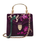 Aspinal of London handbag velvet floral embroidered midi (British brand)
