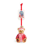 Glittery Resin Christmas Decoration with Velvet Ribbon 14cm x 6cm