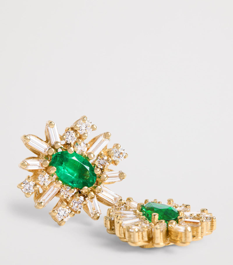 Suzanne Kalan diamond and emerald drop earrings UK version