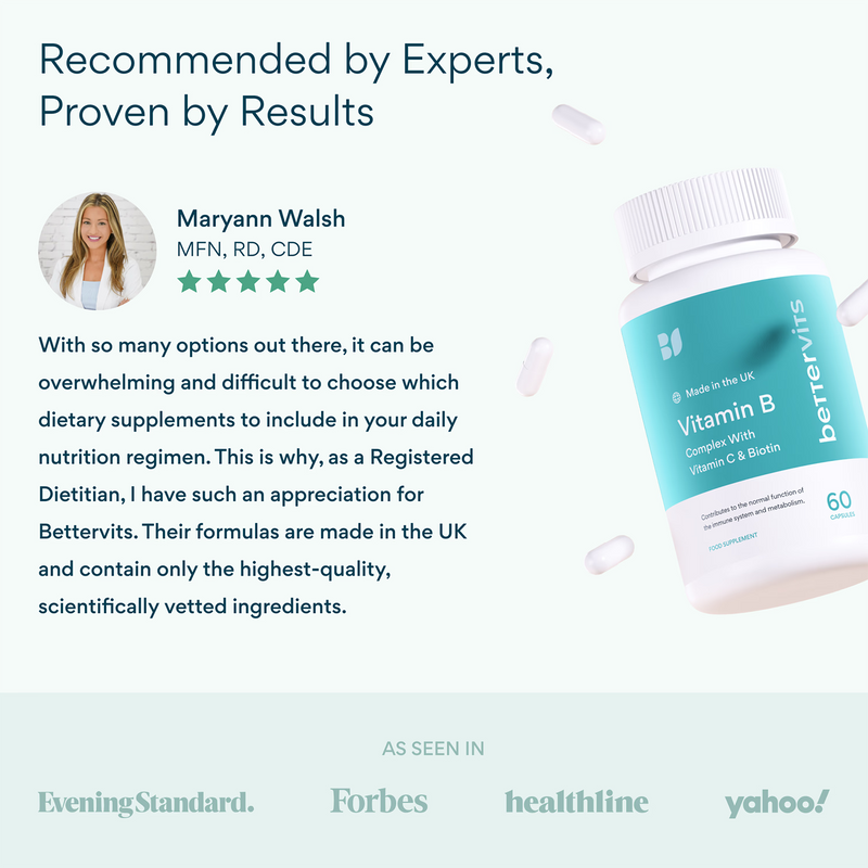 Bettervits B Complex with Vitamin C Biotin 60 capsules, UK version