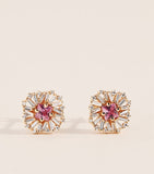 Suzanne Kalan rose gold flower stud earrings with pink sapphire and diamonds, UK version