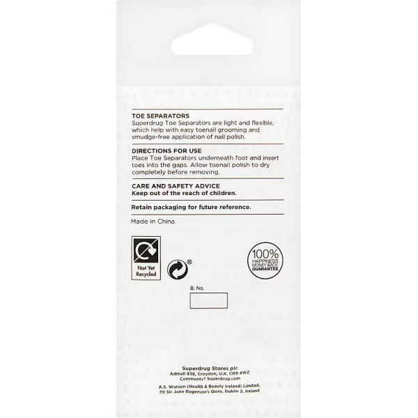 Superdrug toe separators for pedicure and nail care (British brand)