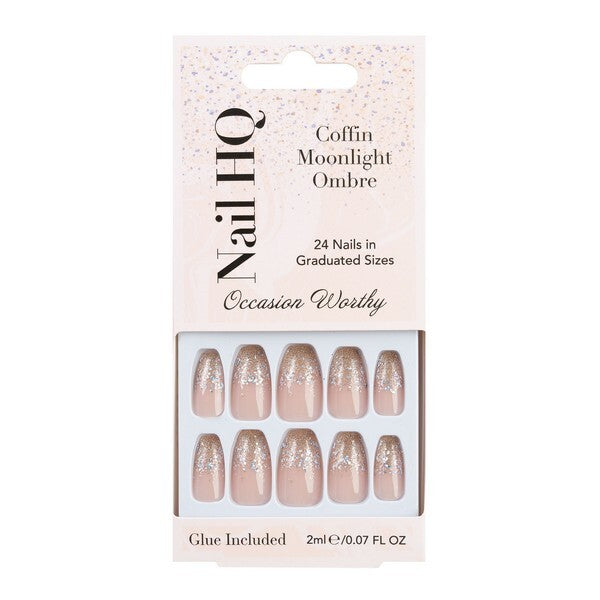 Nail HQ Coffin Moonlight Ombre Nails 24 pieces, imported from the UK