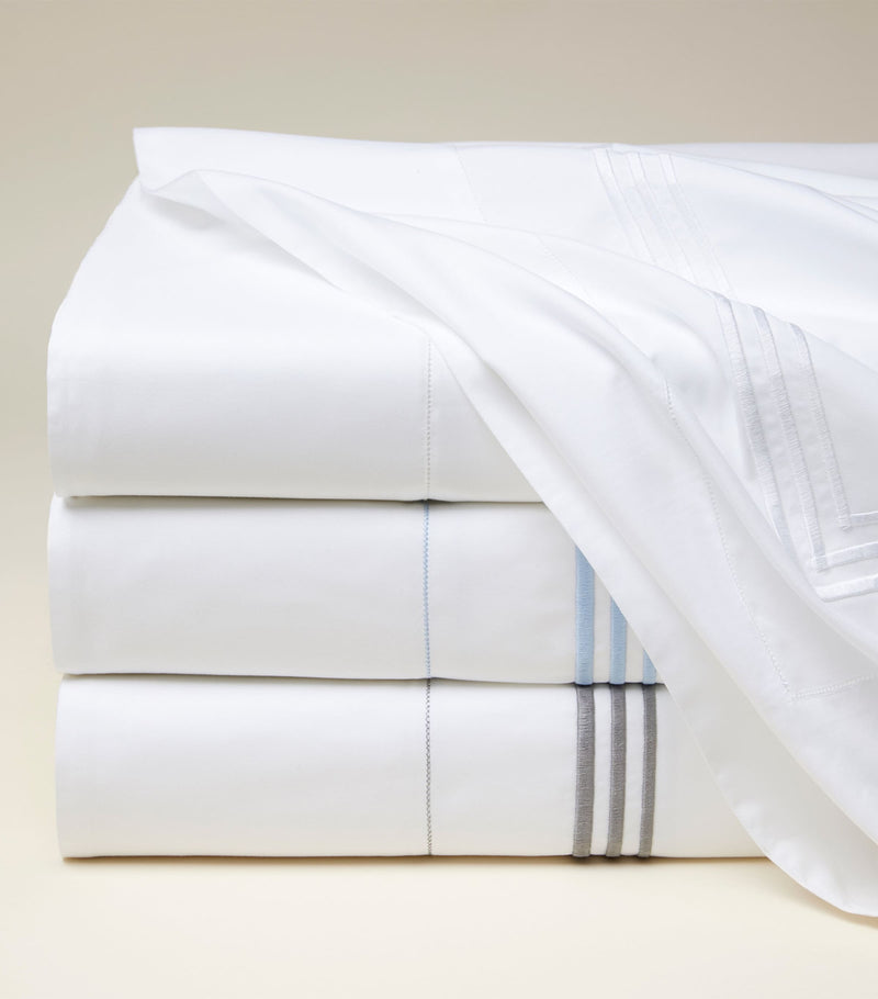 Super King Egyptian Cotton Flat Sheet with Triple Embroidered Stripe