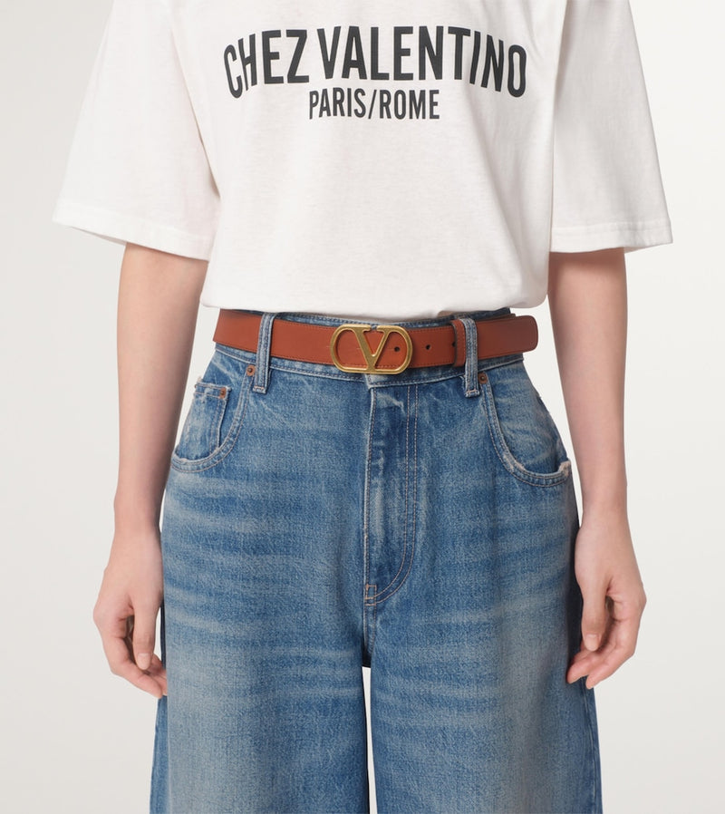 Valentino Garavani VLogo Signature leather belt 3cm, imported from the UK