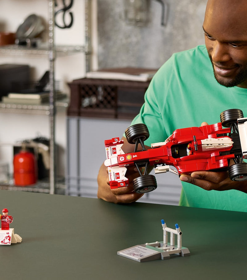 LEGO Ferrari F2004 and Schumacher minifigure set, imported from the UK