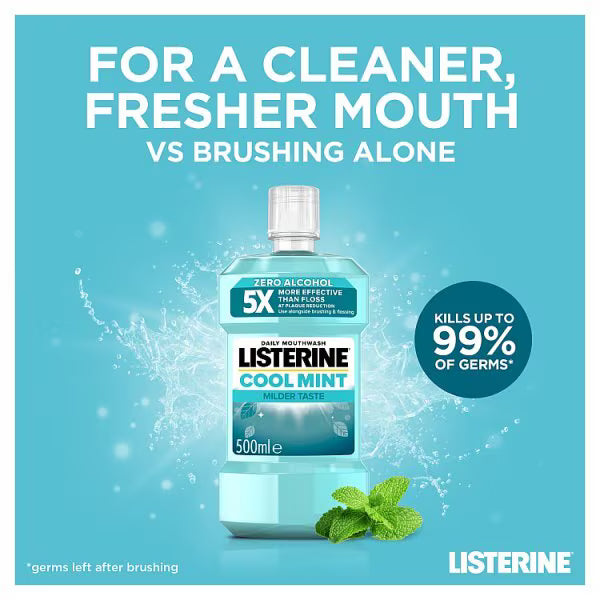 Listerine zero alcohol cool mint mouthwash 500ml, UK version