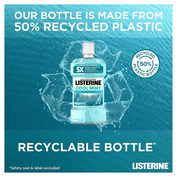 Listerine zero alcohol cool mint mouthwash 500ml, UK version