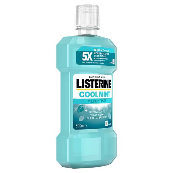Listerine zero alcohol cool mint mouthwash 500ml, UK version
