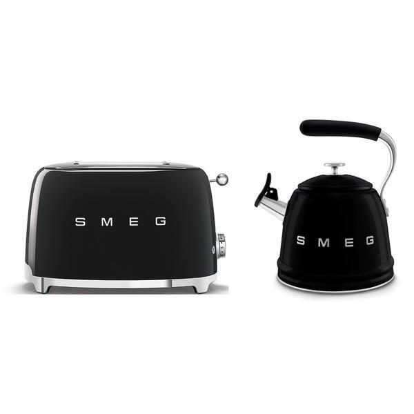 Smeg stovetop kettle and toaster black, imported from the UK