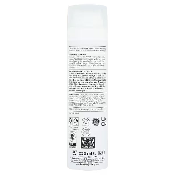 Superdrug B Men sensitive shave foam 250ml (British brand)