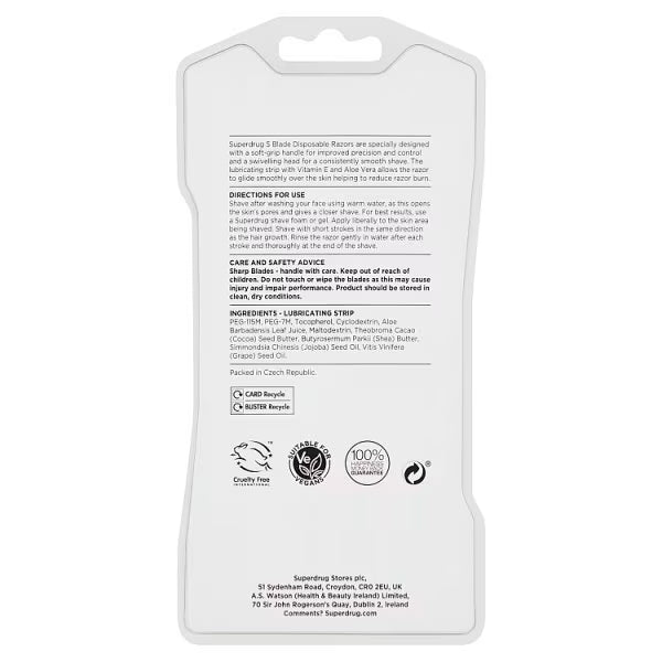 Superdrug 5 Blade Disposable Razor x3 (British brand)