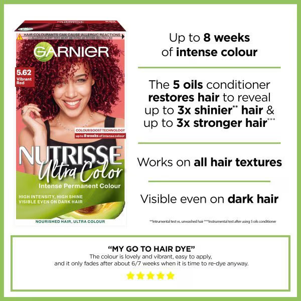 Garnier Nutrisse Ultra Vibrant Red Hair Dye, UK version