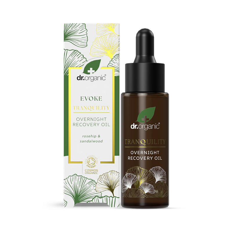 Dr Organic Evoke Tranquility Night Oil 30ml, imported from the UK