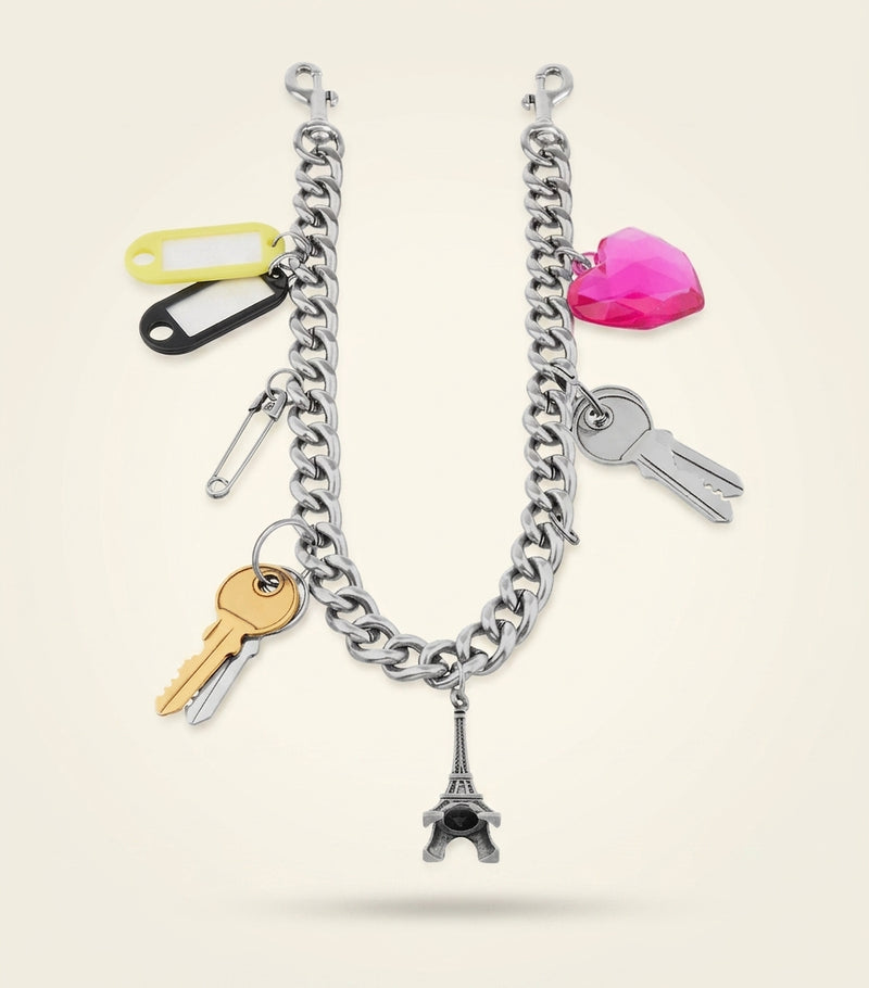 Balenciaga Souvenirs keyring with eclectic charms (British brand)