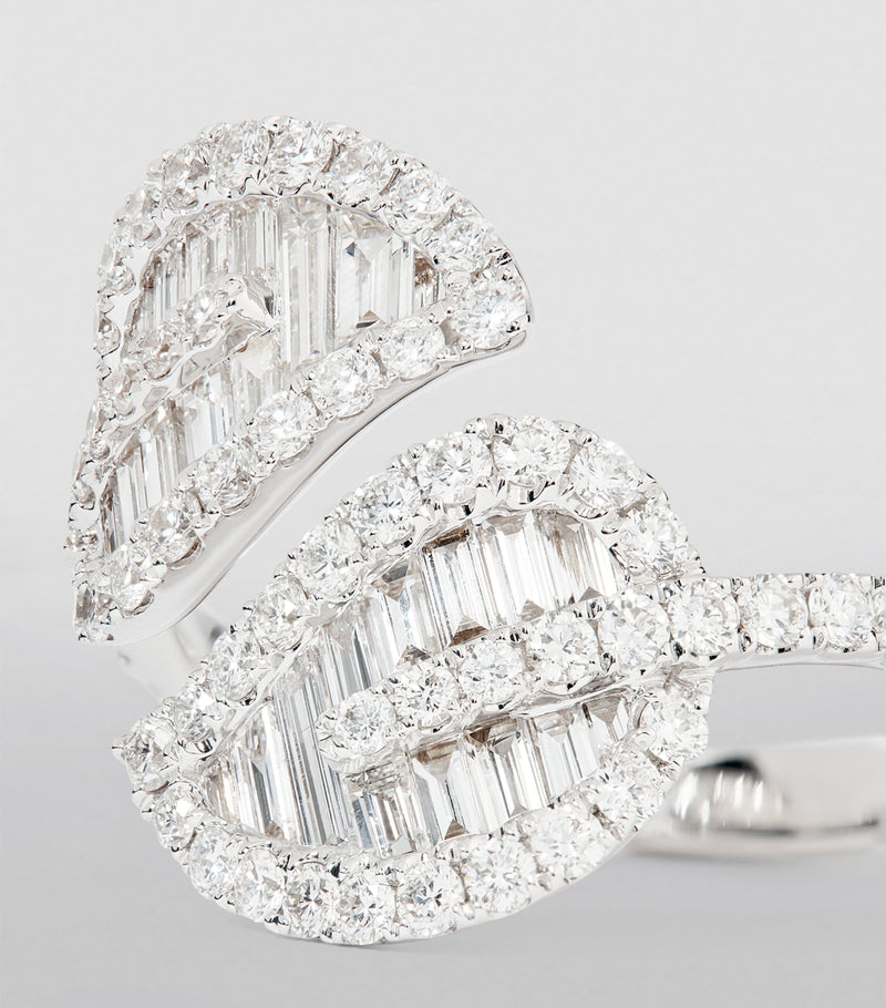 Anita Ko diamond leaf ring in 18kt white gold, imported from the UK