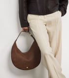 Harrods large suede crescent shoulder bag, imported from the UK
