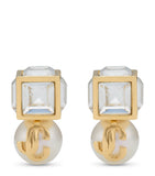 Jimmy Choo faux pearl cube logo earrings - British product