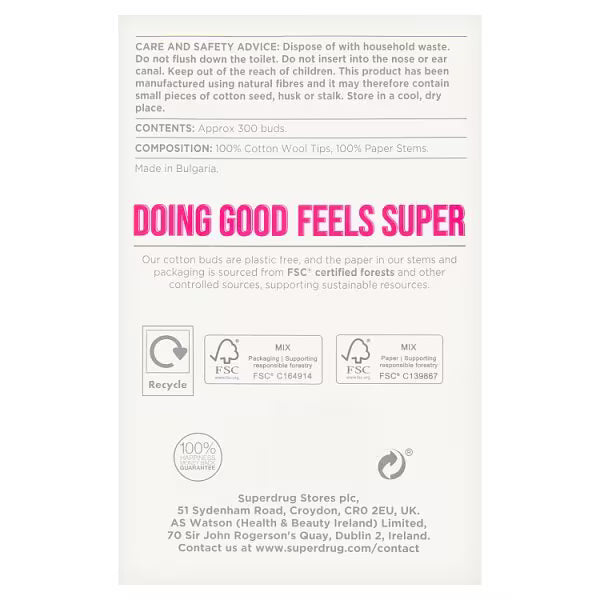 Superdrug Cotton Wool Buds 300 value pack (British brand)