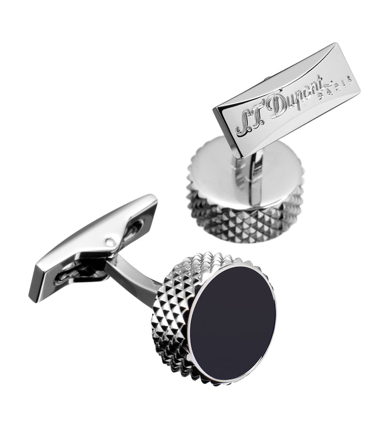 S.T. Dupont palladium round cufflinks, imported from the UK
