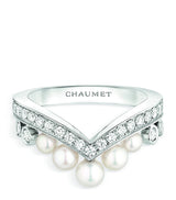 Harrods Chaumet Joséphine Aigrette White Gold Diamond and Pearl Ring- Buy online at McGrocer