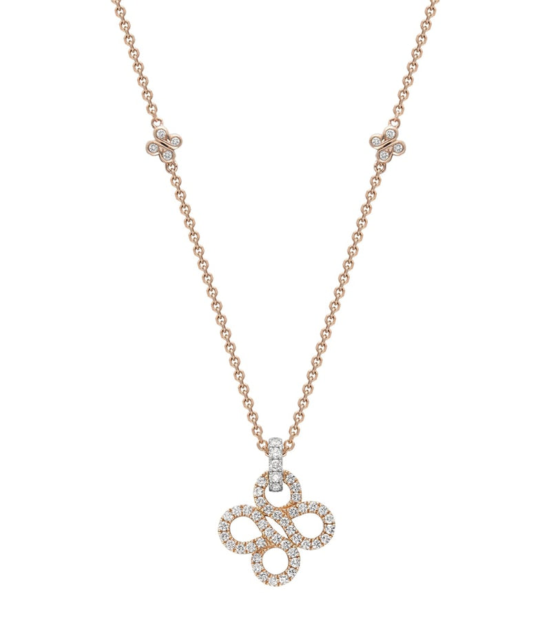 Boodles rose gold diamond pendant necklace, imported from the UK