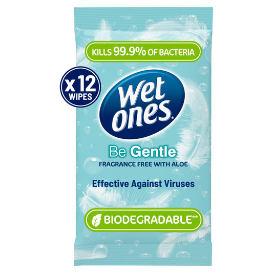 Wet Ones Gentle Antibacterial Hand Wipes x12 face & body skincare Sainsburys   