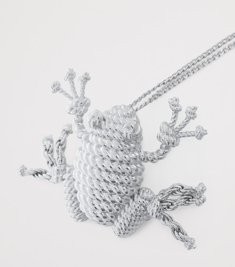 LOEWE rope frog necklace silver-tone braided brass, imported from the UK