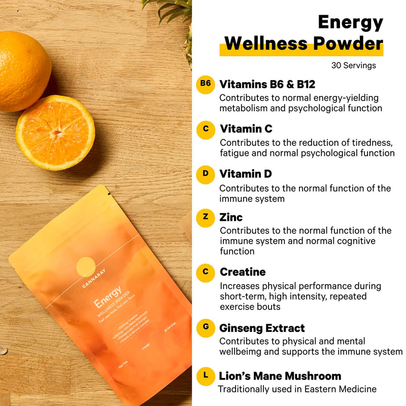 Cannaray Energy Wellness Powder Orange 150g - British product
