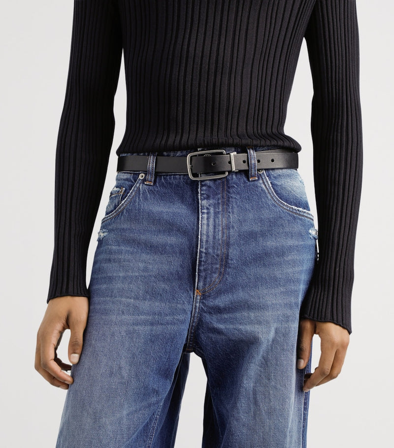 Dolce&Gabbana leather belt with engraved buckle - British product