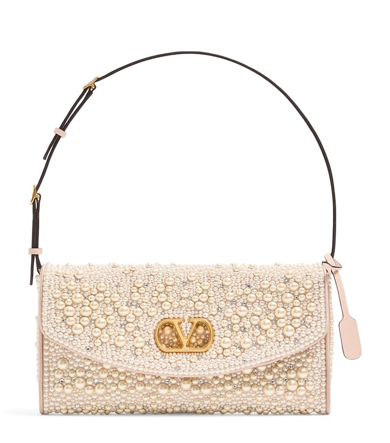 Valentino Garavani beaded vain soft shoulder bag, imported from the UK