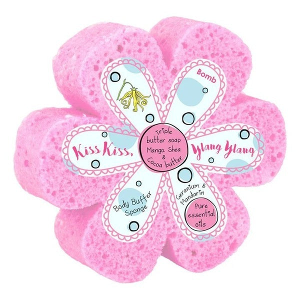 Bomb Cosmetics body buffer sponge Kiss Kiss Ylang Ylang - British product