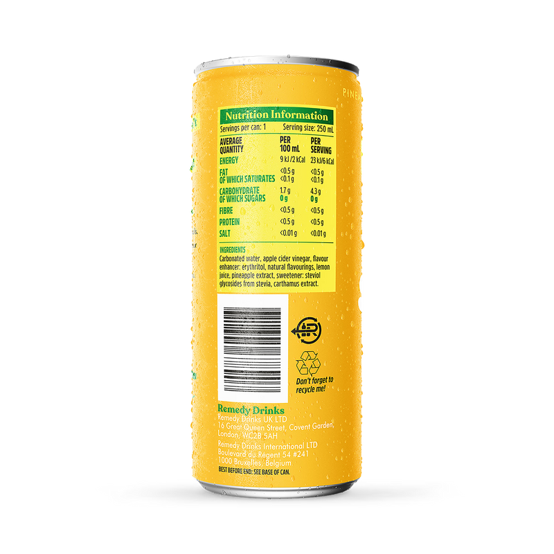 Remedy Sodaly pineapple sugar free drink 250ml - British product